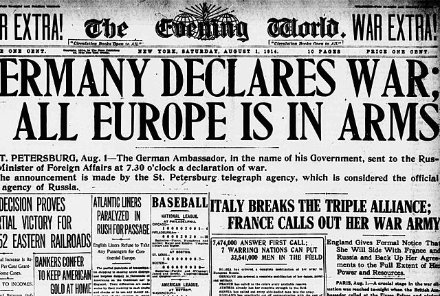 Germany declares war on France and Russia