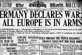 Germany declares war on France and Russia