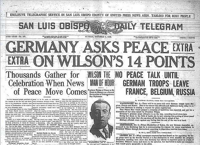 President Wilson issues his 'Fourteen Points'