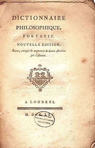 1764: Voltaire: "Filosofia biztegia"