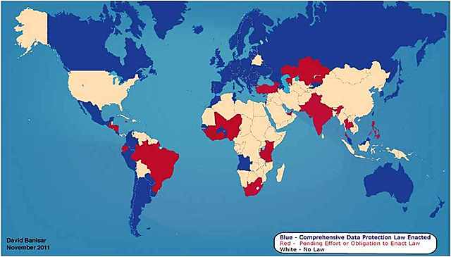 Leyes de protección de datos en distintos países.