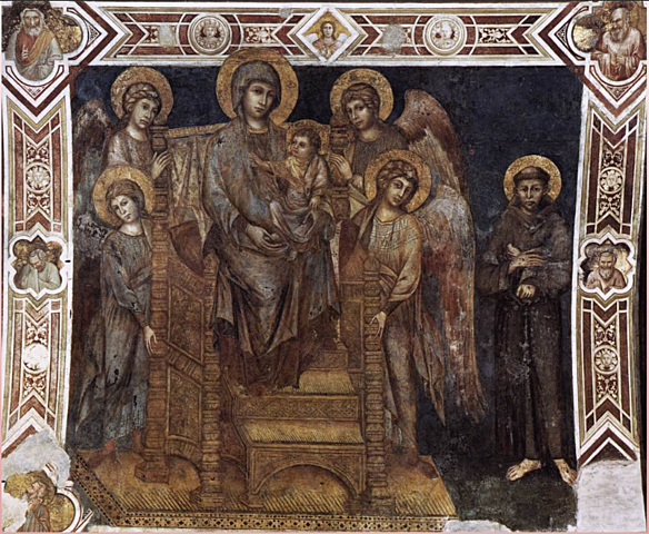Cimabue, "Madone avec Saint François et quatres anges", fresque