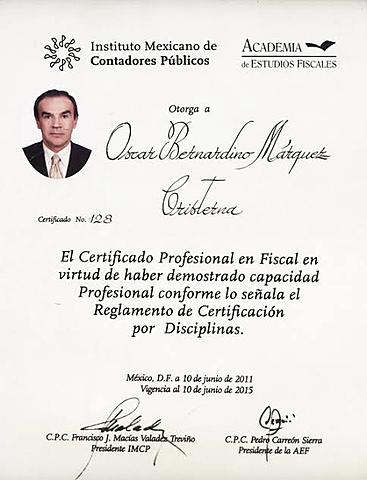 CERTIFICACIÓN OBLIGATORIA