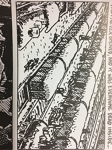 Vladek and prisoners stuck on a train fro weeks traveling to Dachau Germany