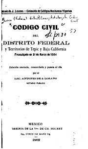 CÓDIGO CIVIL PARA LA REPÚBLICA MEXICANA 1884