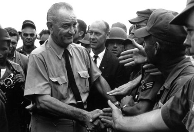 President Johnson declares he will not "lose Vietnam" during a meeting with Ambassador Henry Cabot Lodge in Washington.