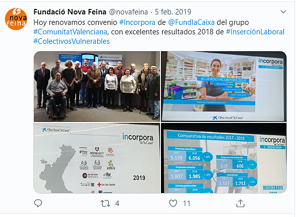 Seguimos trabajando En RED. Renovamos convenio Incorpora La Caixa