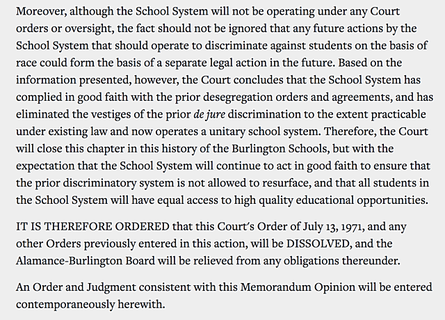 Alamance County Forced to Comply with Segregation Law