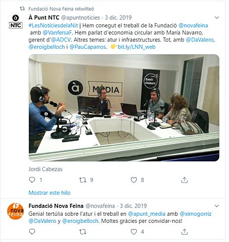 Participación y Difusión en APunt Radio . Tertulia sobre el desempleo