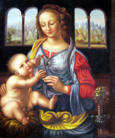 LEONARDO PINTÓ SU PRIMER CUADRO LA VIRGEN DEL CLAVEL