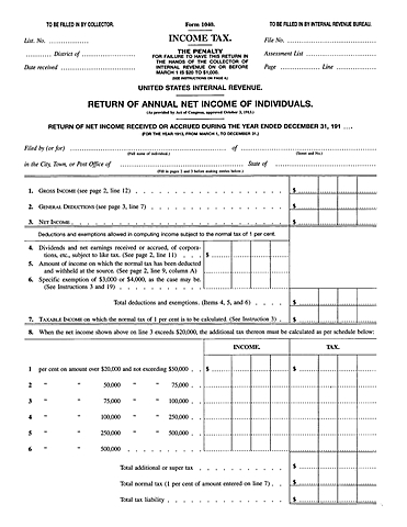 Plans for first Fed. Tax