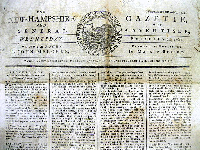 New Hampshire ratifies Constitution