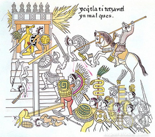 Tlaxcalans attack the Spanish.