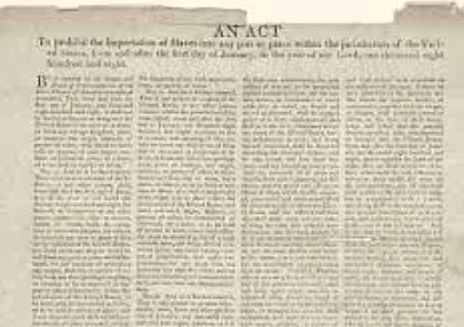 Congress prohibits enslaved people imported to the US