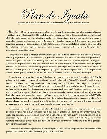 INSERTO EL PLAN DE INDEPENDENCIA EN EL PLAN DE IGUALA