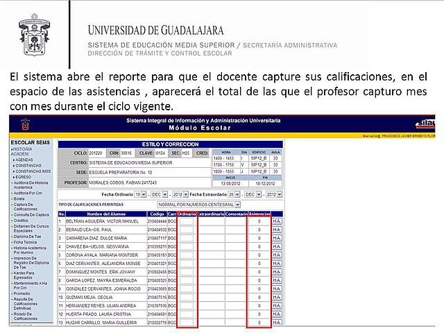 Capturar calificaciones en SIIAU