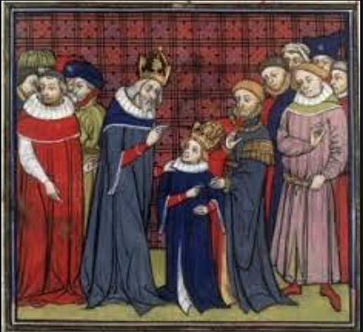 Coronen a Lluís el piadós rei d'Aquintana