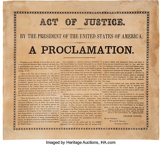 Emancipation Proclamation SIgned