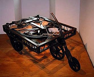 Leonardo Da Vinci makes self propelled car.