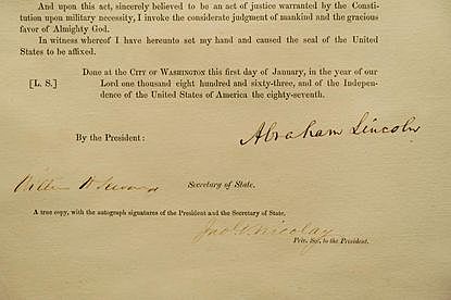 Emancipation Proclamation signed