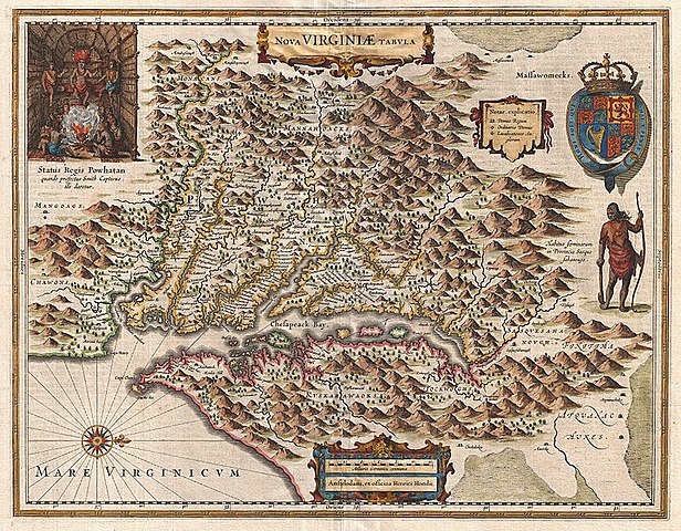 1630 Hondius Map of Virginia and the Chesapeake