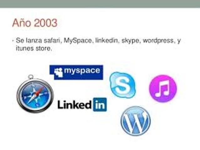 Aparición de Safari, MySpace, LinkedIn, Skype y WordPress