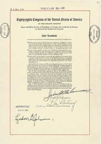 •	Gulf of Tonkin Resolution
