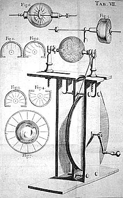 English scientist Francis Hauksbee made a glass ball that glowed when spun and rubbed with the hand