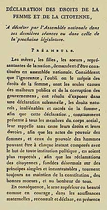 DECLARACIÓN DE LOS DERECHOS DE LA MUJER Y DE LA CIUDADANA