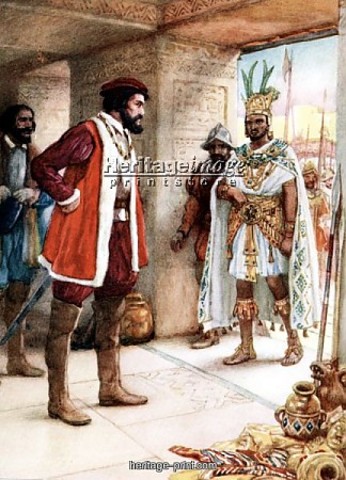 Moctezuma and Cortes Meet
