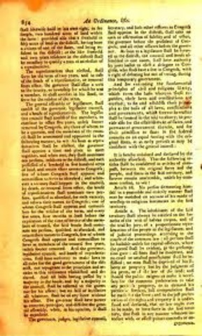 The Northwest Ordinance adopted by the Continental Congress