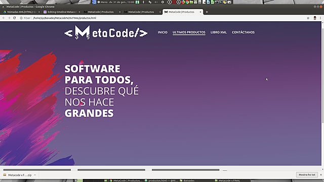 Contenido en texto, página de productos y subida de la web