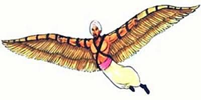 First recorded jump from tower with wings