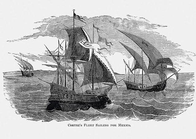 Cortés hundió 10 de los 11 barcos