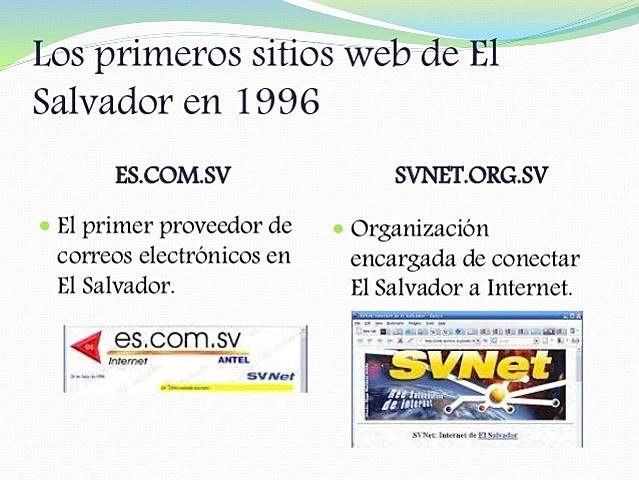 1996 - Aparecen los primeros sitios web nacionales