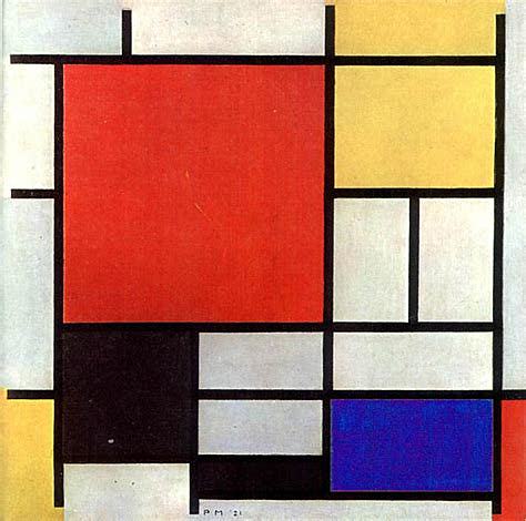 Composición, rojo, amarillo, azul y negro, Mondrian