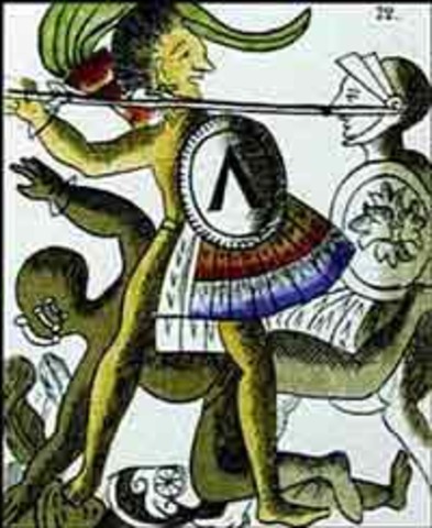 The Spanish retreat after the Aztecs gather arms