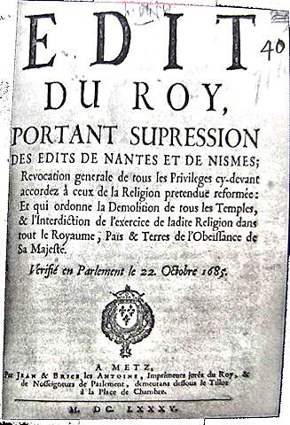 Revocation of Edict of Nantes