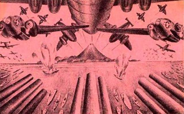 Japan as being bombed by American planes