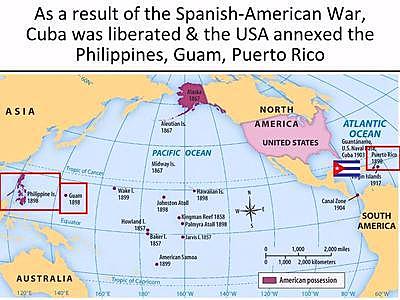 The United States annexes Guam, the Philippines, and Puerto Rico.
