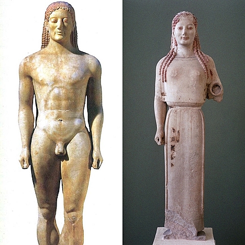 Koúroi (Koúros) i  Kórai (Kóre)