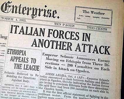 Italy invade Ethiopia