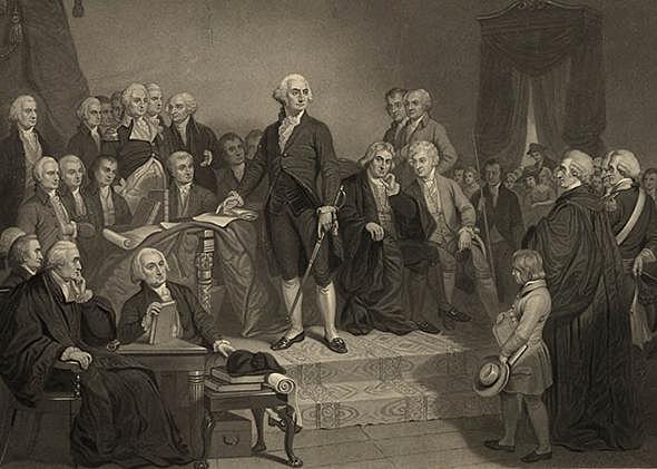 George Washington inaugurated as President of the United States