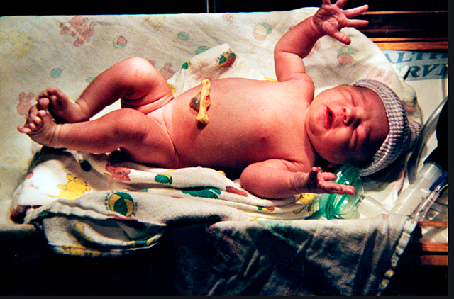 My nephew being born