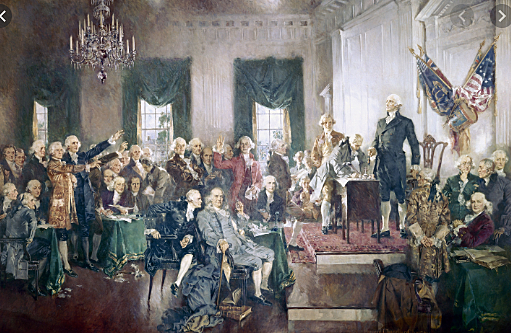 The delegates at the Philadelphia convention approve the Constitution