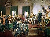 The delegates at the Philadelphia convention approve the Constitution