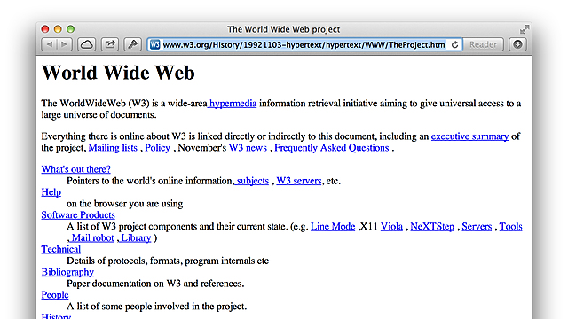 Primera pàgina web d'internet