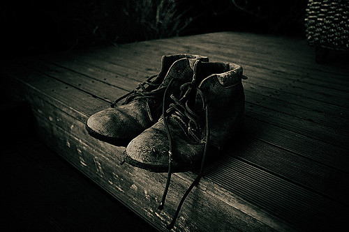 Modern shoelaces on shoes