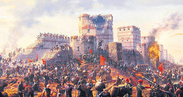 Ottoman, led by Mehmed II, lay seige to Constantinople