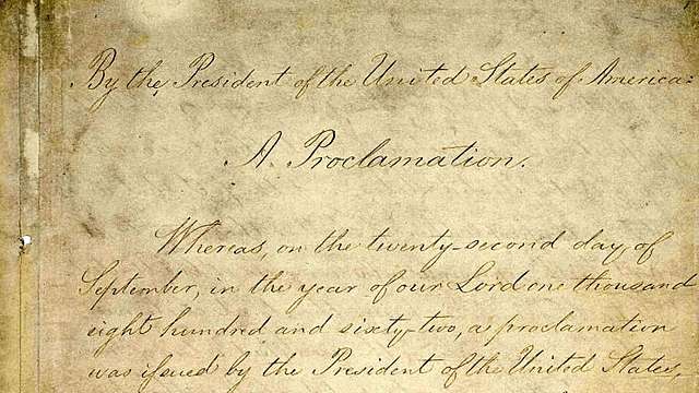 Emancipation Proclamation is issued